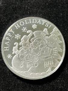 lot 68 image: 1 TROY OZ .999 FINE SILVER 2024 HAPPY HOLIDAYS ROUND