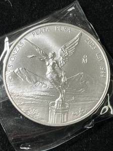 lot 75 image: 5 TROY OZ .999 FINE SILVER MEXICO PLATA PURA ROUND