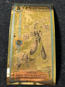 lot 81 image: NEW HAMPSHIRE $5 GOLDBACK 1200TH TROY OZ 24K GOLD