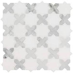 lot 30 image: Lot of   MSI Vera Anne Pattern 11.81 in. x 11.81 in. x 10mm Polished Mosaic Marble Floor and Wall Tile (0.97 sq. ft.Each)   Customer Returns See Pictures