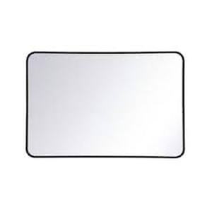 lot 37 image: Timeless Home 27 in. W x 40 in. H x Modern Soft Corner Metal Rectangle Black Mirror  Customer Returns See Pictures