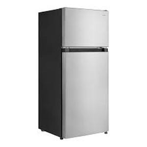lot 41 image: Vissani 4.5 cu. ft. 2-Door Mini Refrigerator in Platinum Steel with Freezer Customer Returns See Pictures