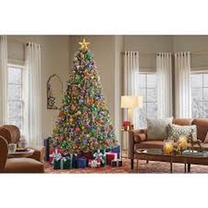 lot 50 image: Home Accents Holiday 7.5 ft. Pre-Lit LED Sparkling Amelia Frosted Pine Artificial Christmas Tree T19   Customer Returns See Pictures