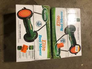 lot 4 image: Lot of Scotts 16 in. Manual Walk Behind Push Reel Lawn Mower  Customer Returns See Pictures