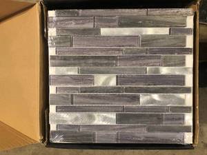lot 28 image: Lot of 3 boxes Bimini Interlocking 12 in. x 12 in. Textured Glass Patterned Look Wall Tile (20 sq. ft.Case)  Customer Returns See Pictures