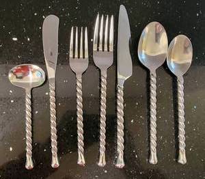 lot 34 image: Gourmet Settings Silver Tear Stainless Flatware Service