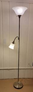 lot 89 image: Frosted Glass Torchiere Floor Lamp