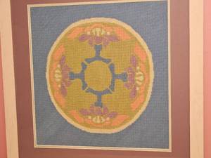 lot 96 image: Vintage Framed Folk Art Needlepoint