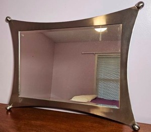 lot 46 image: Modern Contemporary Brushed Nickel Finish Dcor Mirror