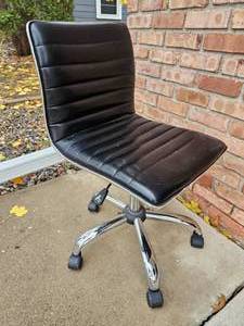 lot 61 image: Belnick Inc. Faux Leather Office Chair with Chrome Beading
