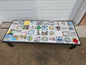 lot 140 image: Handpainted Commemorative Tile Coffee Table