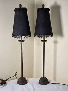 lot 138 image: Chic Tassled Candlestick Accent Lamp Pair