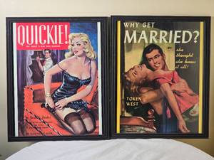 lot 137 image: Vintage Adult Pulp Fiction Novel Cover Print Pair