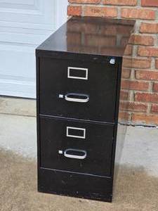 lot 141 image: Classic Black Aluminum 2-Drawer Filing Cabinet