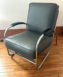lot 31 image: Vintage Art Deco Chrome Tubular Arm Chair