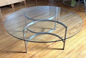 lot 14 image: Mid Century Chrome Based Glass Top Coffee Table