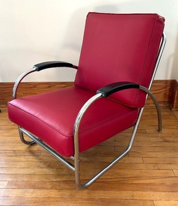 lot 20 image: Vintage Art Deco Tubular Chrome Arm Chair
