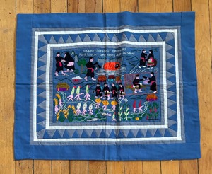 lot 86 image: Vintage Hmong Embroidered Pictorial Tapestry