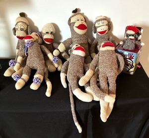 lot 102 image: Sock Monkeys and Sock Monkey Jack in the Box