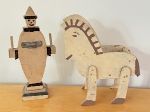 lot 159 image: Vintage Hand Crafted Wooden Folk Art Figurines