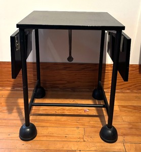 lot 115 image: Black Drop Leaf Utility Cart  Table