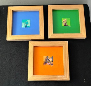 lot 121 image: Three Petite Miniature Cups Original Acrylic on Board Paintings by Amber Mills