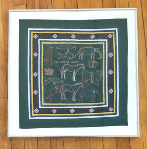 lot 135 image: Animal Motif Framed Pictorial Tapestry