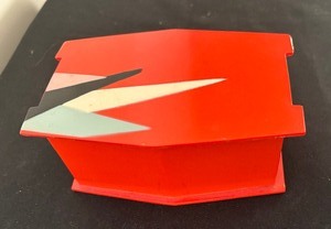lot 200 image: Vintage Red Celluloid Art Deco Dresser Box