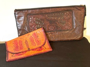 lot 236 image: Two Vintage Leather Clutches  Handbags