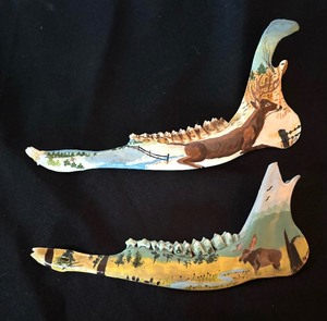 lot 244 image: Two Hand Painted Animal Jaw Bones