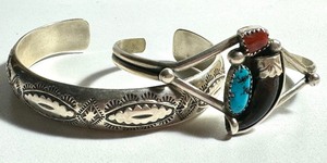 lot 45C image: Two Vintage Sterling Silver Bracelets