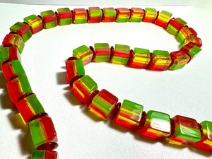 lot 27C image: Vintage Celluloid Lime Watermelon Beaded Necklace