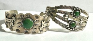 lot 20C image: Two Vintage Sterling and Turquoise Bracelets