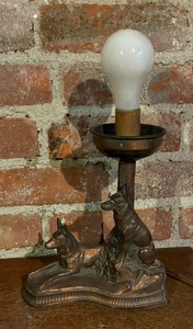 lot 204B image: Vintage Metal German Shepard Figurine Table Lamp