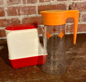lot 158B image: Vintage Anchor Hocking Atomic Juice Pitcher and Lustro Ware Pitcher
