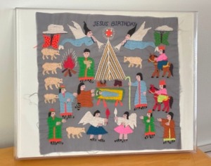 lot 306 image: Vintage Jesus Birthday Framed Embroidery