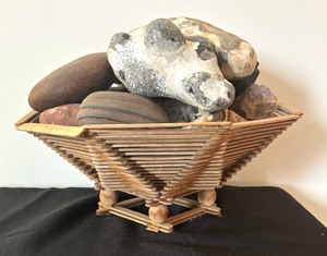 lot 320 image: Neat Basket with Variety of Stones