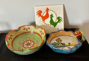 lot 347 image: Vibrant Vintage Bowls and Tile