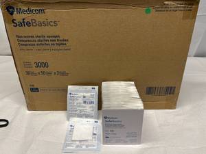 1 Case NEW Medicom SafeBasics 4-Ply Sterile Non-Woven Sponges - Use for pets to apply medications -clean their paw pads, ears and eyes.