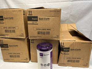 MSRP $500  5 Cases (6 each per case) NEW PDI Sani-Cloth Super Germicidal Disposable Wipe - Size Extra Large - Expiration 826