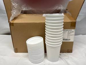 1 Case (100 each) NEW Cardinal Health CHB117 16 oz. (Pint Size) Plastic Containers with Lids