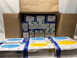 Mixed Lot of 21 Boxes (200-300 gloves per box) NEW Patterson Powder-Free Textured Nitrile &amp Latex Medical Examination Gloves - Mostly Large Size