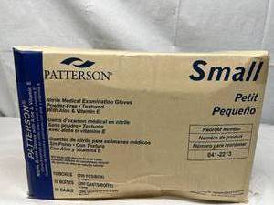 MSRP $200  1 Case (10 Boxes of 200 gloves)&nbspNEW Patterson 041-2213 Nitrile Powder-Free Textured Medical Examination (2000) Gloves&nbspwith Aloe &amp Vitamin E - Size Small