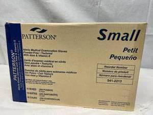 MSRP $200  1 Case (10 Boxes of 200 gloves)&nbspNEW Patterson 041-2213 Nitrile Powder-Free Textured Medical Examination (2000) Gloves&nbspwith Aloe &amp Vitamin E - Size Small