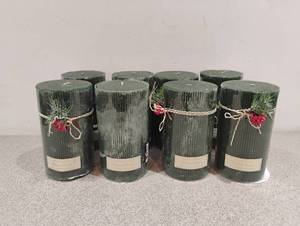 8 NEW THRESHOLD BALSAM FOREST RIBBED CANDLES