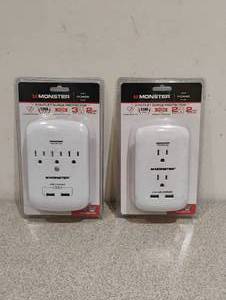 2 NEW MONSTER JUST POWER IT UP SURGE PROTECTOR WALL TAP