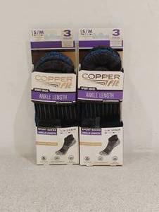 2 NEW COPPER FIT UNISEX SPORT ANKLE SOCKS