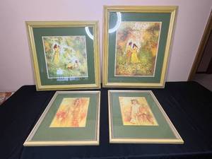 lot 18 image: Set of 4 Framed Watercolor Paintings by Various Artists