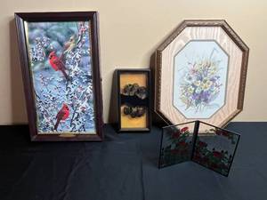 lot 19 image: Collection of Framed Artwork including Cardinals in Snow by Bradley Jackson