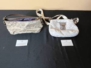 lot 67 image: Set of 2 Coach Signature Collection Handbags - Evening Clutch & Shoulder Bag